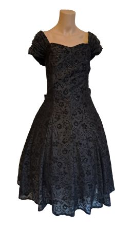 Schwarz glitzernd Partykleid Festkleid Vintage Gr.XXL