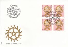 1983 Viererblockserie 2 FDC Europa Himmelglobus Zahnradbahn