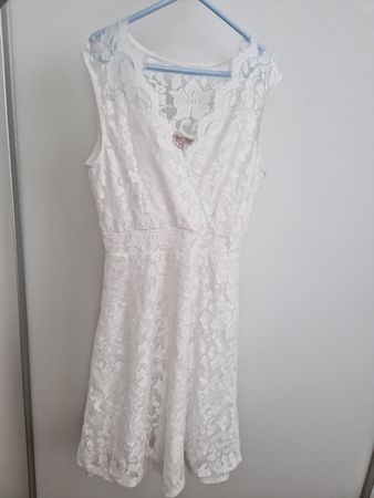 Hochzeitskleid kurz, weisses Kleid, Spitze, Gr. 32