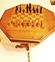 Vintager Schachtisch achteckig – Massivholz 1960 / 70er