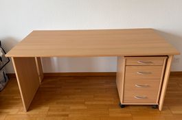 Holzpult, Holztisch mit Korpus, Bürotisch, Schreibtisch