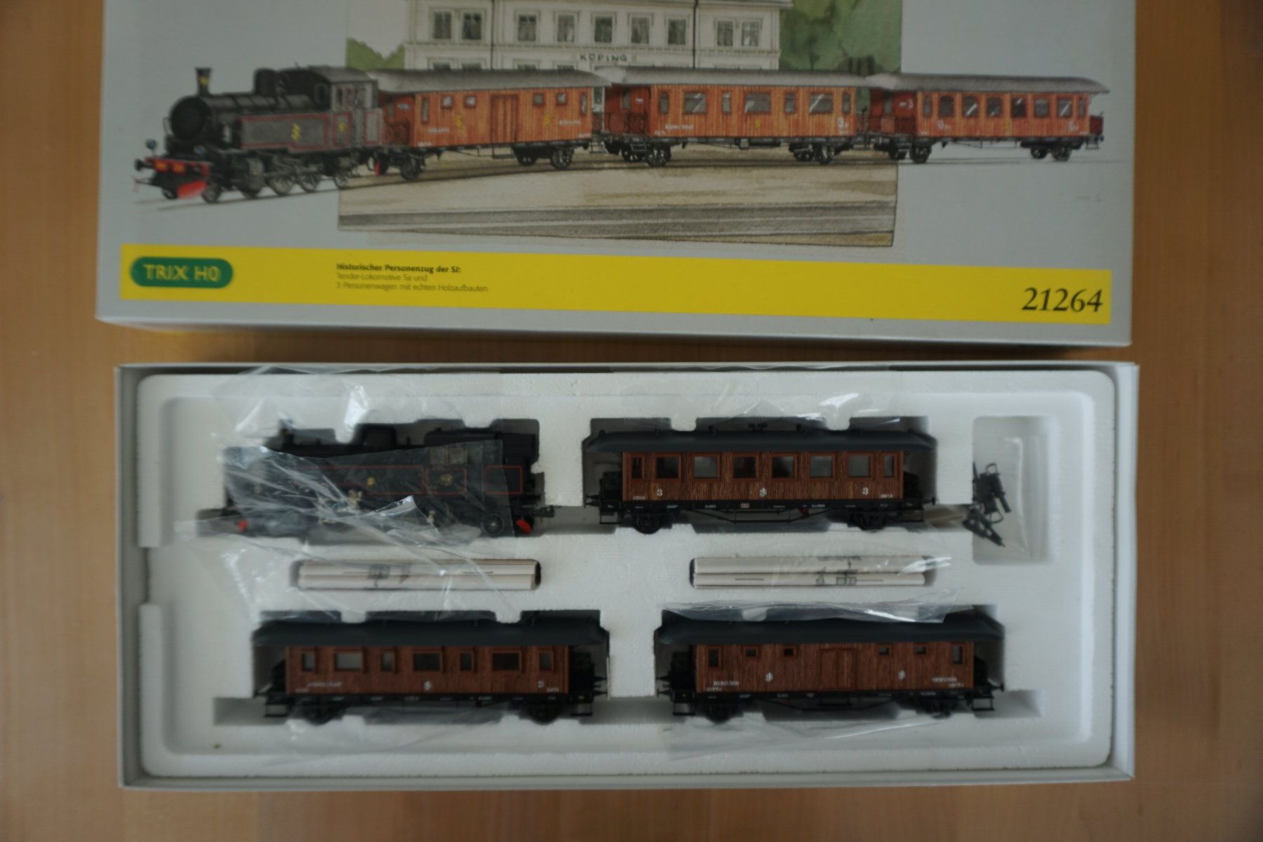 Trix Modellini di ferrovie: Trix 21264 HO= Holzzug-Set SJ ; passt zu Faller – Usato da Wohlen AG venduto da modellbahner-ch