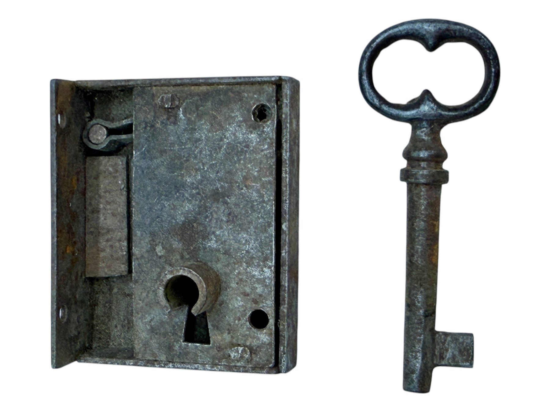 Ferramenta: Ancienne serrure de meuble avec de sa clé en fer forgé – Usato da Morges venduto da deco.vintage 6