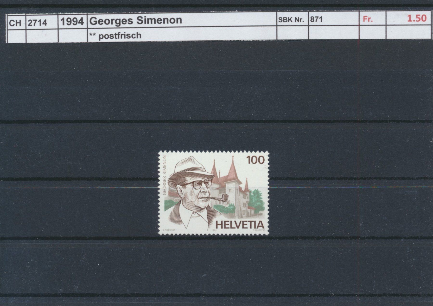 Tous les timbres: 1994 "Georges Simenon", ** postfrisch – Neuf (Voir description) à Winterthur par Zupogeru