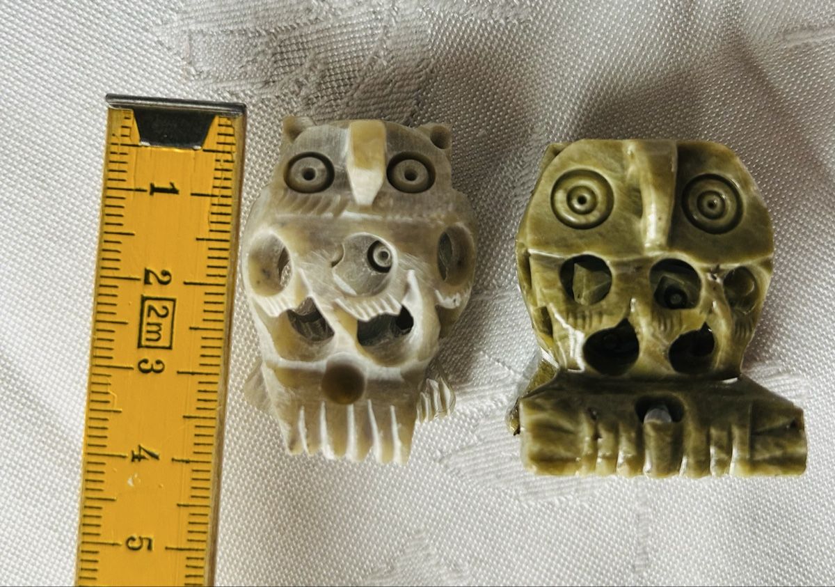 Statuette: 5 Eulen aus Speckstein, geschnitzt – Usato da Lengnau AG venduto da Mefari 8