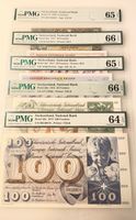 5 Schweizer Banknoten PMG bewertet EPQ Zustand sehr gut