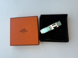 Hermès Clic Clac H Bracelet PM Palladium & Turquoise Enamel