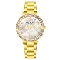 🇺🇸 Stührling Quarz Damenuhr Gold Perlmutt Kristalle NEU