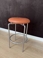 BassamFellows Circular Counter Stool, Satin Nickel