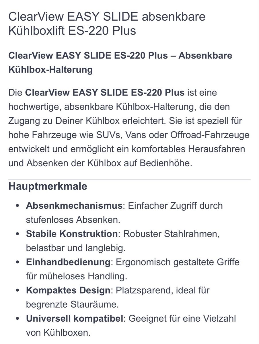 Accessori per altri veicoli: ClearView EASY SLIDE Kühlboxlift ES-220 Plus – Nuovo (secondo la descrizione) da Buus venduto da Knorrli85 4
