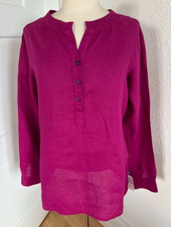 Colora Damen Bluse, Gr. L, 100% Leinen, Dunkelpink, NEU