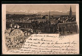 Litho Bern, Teilansicht mit Kirchen, B