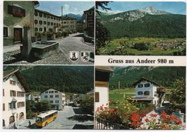 4-Bild-AK Gruss aus ANDEER Post mit Postauto