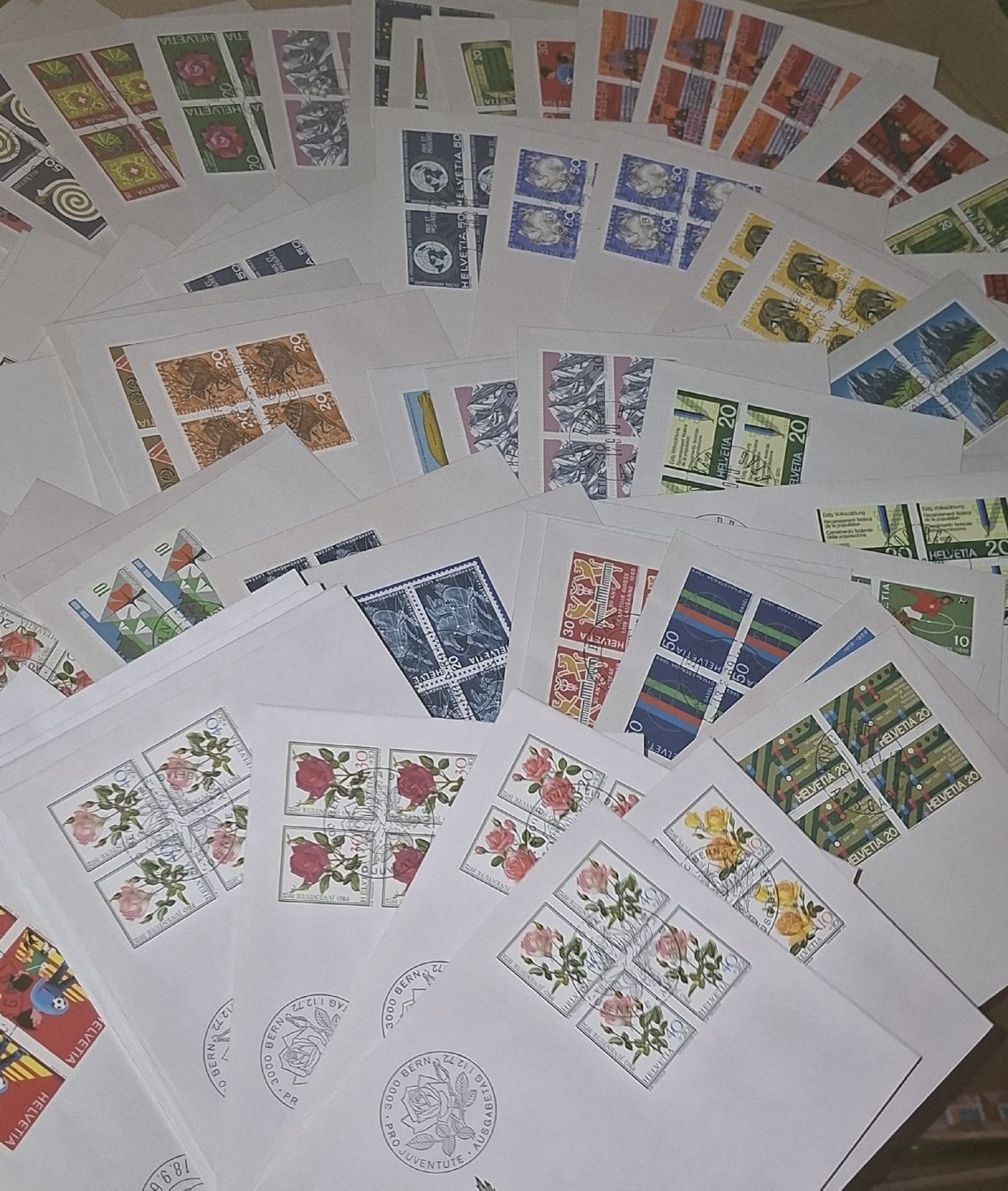 Alle Briefmarken: X 100 FDC 4er Block Belege  – Gebraucht aus Balgach von SIMEON27 2