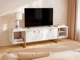 TV-Board Marmoroptik mit Goldgestell Neuwertig