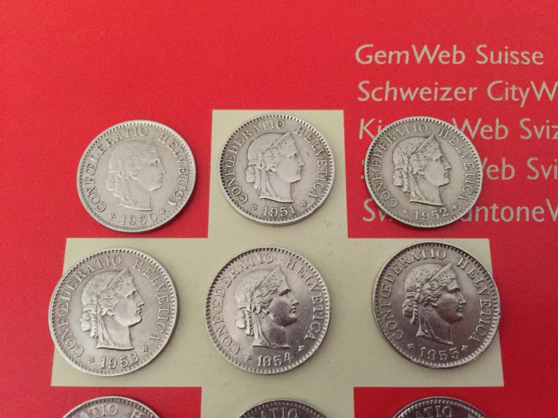Tutti le monete: 5 Rappen 1950-1959 komplett – Usato da Elsau venduto da herbybay 1
