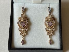 Amethyst Ohrringe, Silber vergoldet