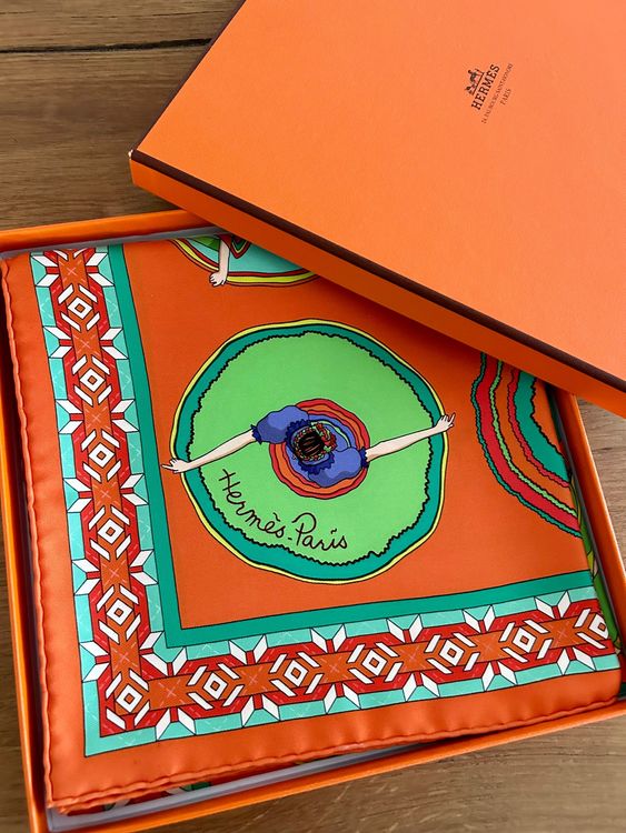 Foulard Carré Miranda Authentique En Polyester - Multicolore Motifs Géométriques - Bon état Occasion