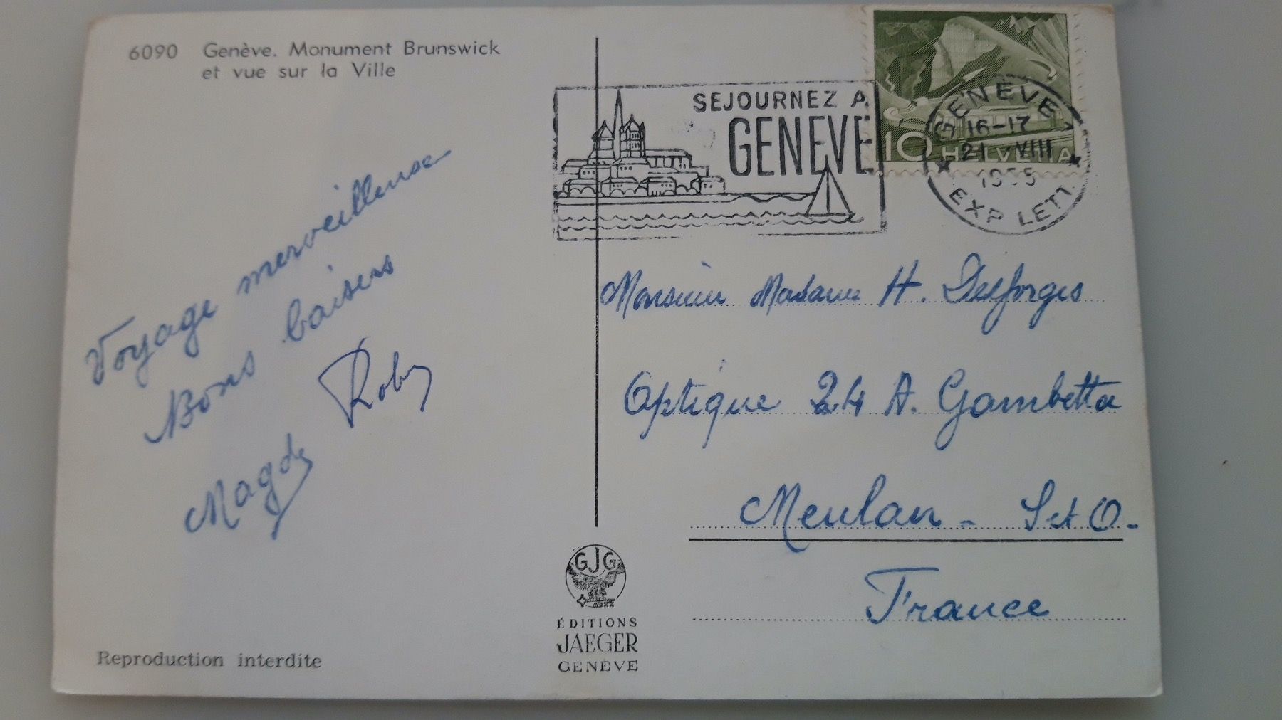 Ansichtskarten: Geneve Monument Brunswick – Gebraucht aus Sargans von nicsam1815 1