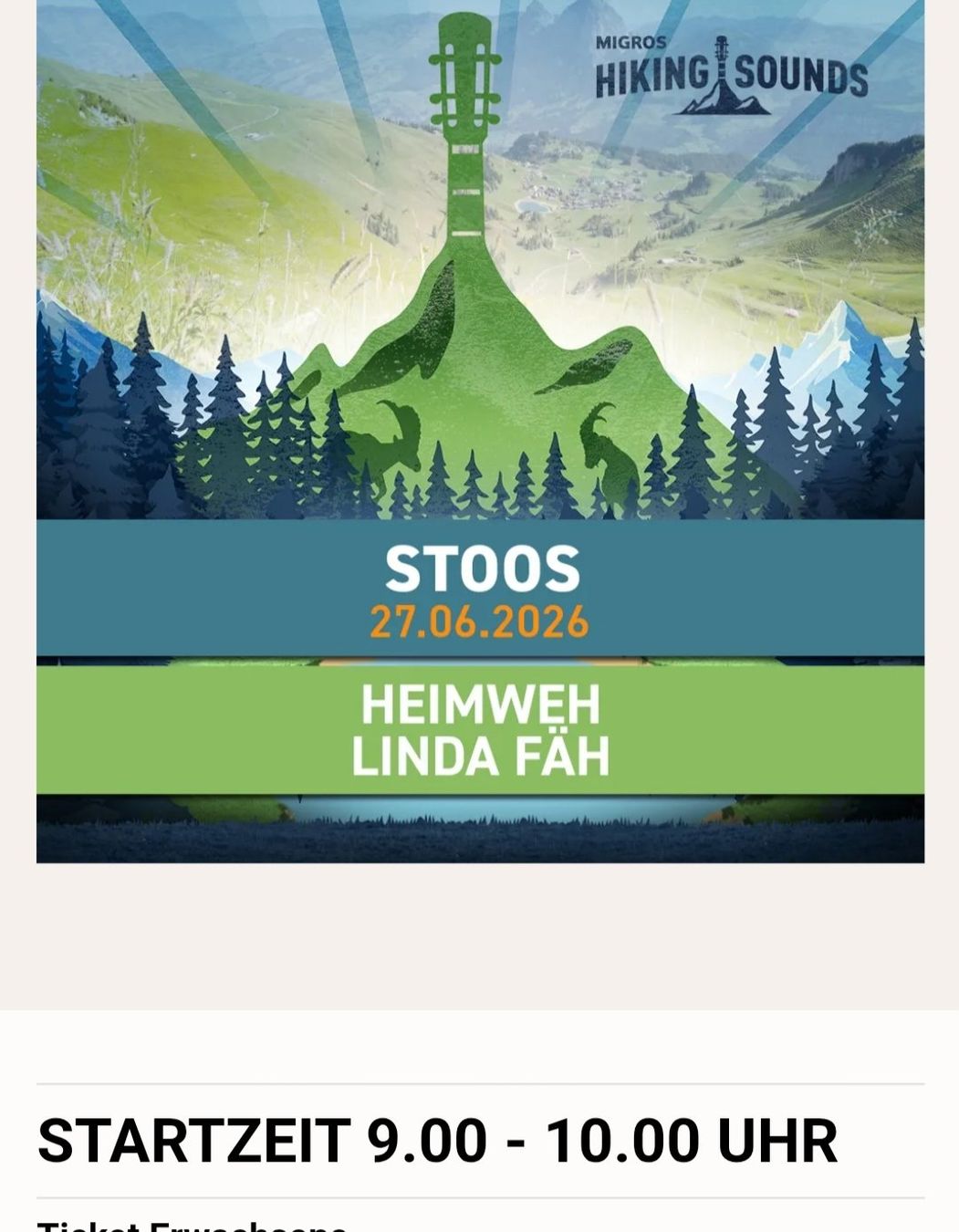 Tickets: 4 Ticket Migros Hiking Stoos 27.6.26 – Neu und originalverpackt aus Dagmersellen von L.Ga.