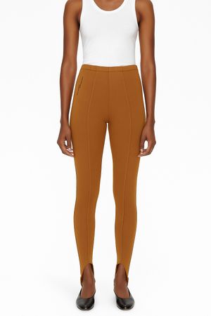 Marc O’Polo Sport Leggings mit Steg Gr. XS braun camel