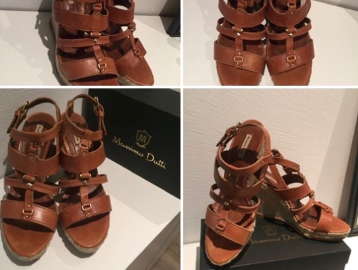 Massimo Dutti Scarpe da donna: Sandalen Massimo Dutti Gr. 40 Cognac /Beige Leder – Usato da Zumikon venduto da NG1979 2