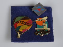 Lot mit 3 Swissair & Aviation Vintage Pins