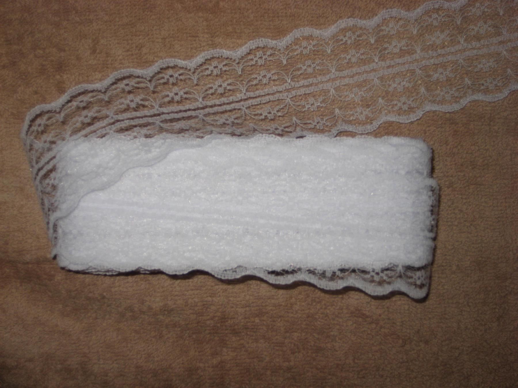 Nastri decorativi: Spitzenband Polyamid weiss 4cm breit – Nuovo e nell'imballaggio originale da Füllinsdorf venduto da Schlupp