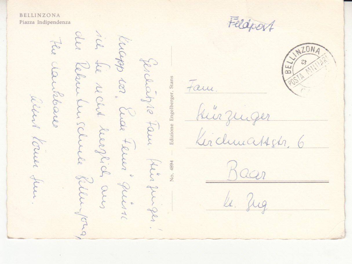 Ansichtskarten: Bellinzona ca. 1960 – Gebraucht aus Bürglen TG von StampGraf 1