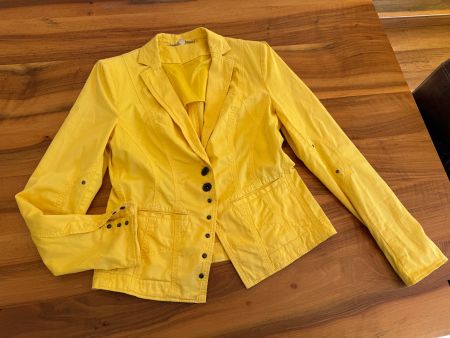 MARC CAIN mega Damen Blazer in Gelb mit Knopfleiste Gr. 36