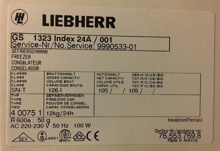 Gefrierschrank Liebherr 105 Liter GS1323