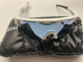 Sportbrille Bliz weiss blau mit Beutel neuwertig