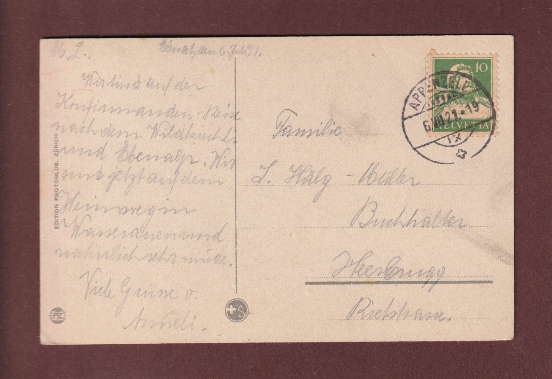 Cartoline postali: EBENALP am Säntis - 1921 – Usato da Pully venduto da nicecards 1