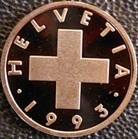 1 Rappen 1993 pp / aus Münzsatz / in einer Münzkapsel