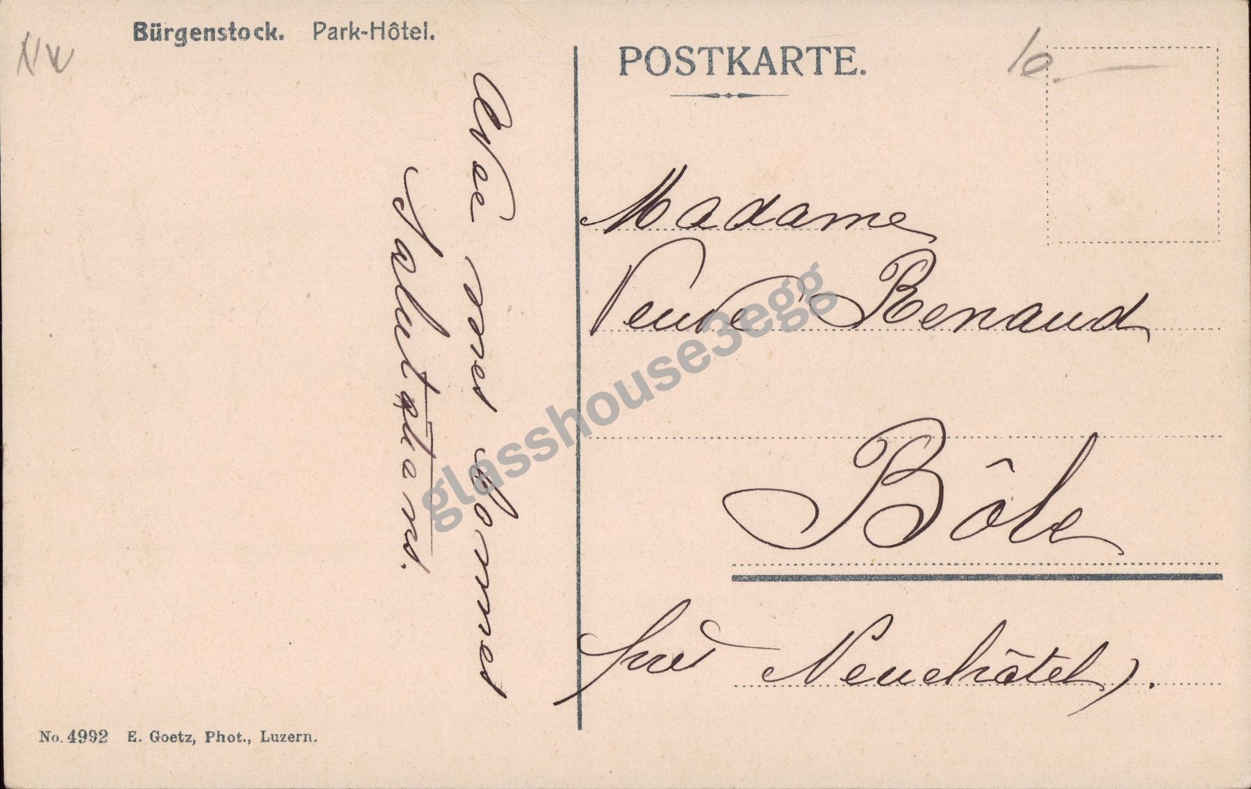 Cartoline postali: AK Bürgenstock. Park-Hôtel – Usato da Eggersriet venduto da glasshouse3egg 1