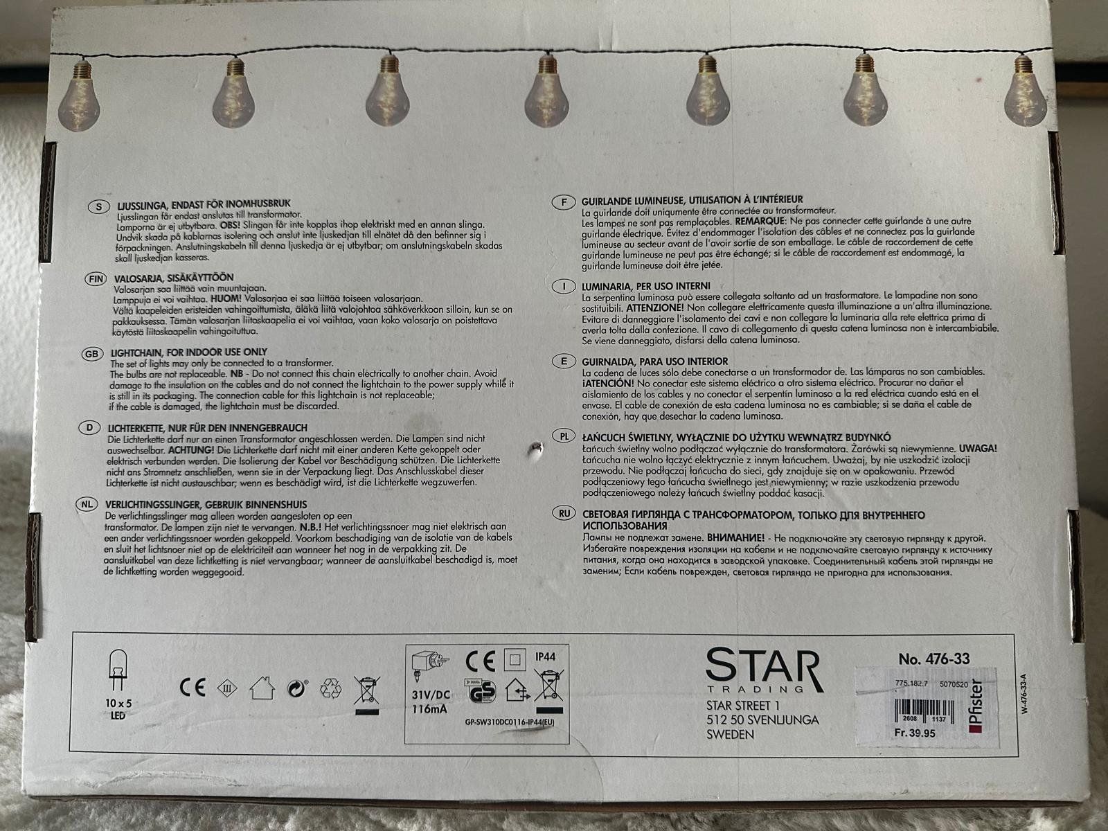 Lichterketten & Leisten: LED Lichterkette Glühbirnen Optik Star Trading – Gebraucht aus Thalwil von victoriaSog 3