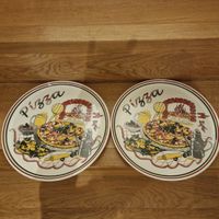 2er Set Vintage Pizza Teller Keramik