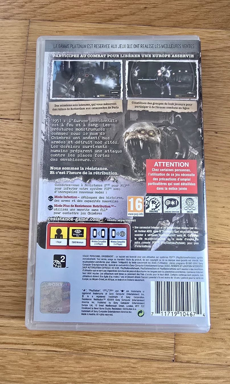 Giochi: Resistance Retribution PSP Platinum - Jeu d'action intense – Usato da Genève venduto da MariaS2 4