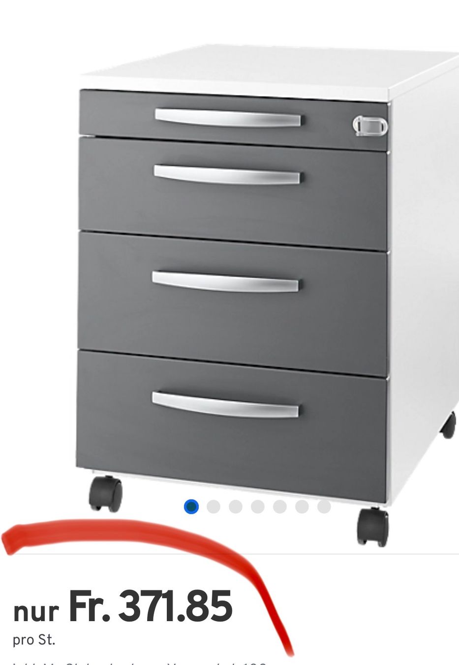 Banconi: neuer 4er Rollcontainer, B432xT580xH595 mm, weiss/graphit – Nuovo e nell'imballaggio originale da Necker venduto da liq24 1