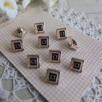 10 Knopfe Schwarz Gold bouton boutons noir doré