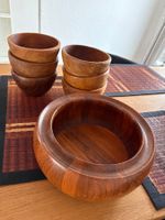 Salatschüssel mit 6 Schalen aus Teakholz - 12 cm h, 25 cm Du