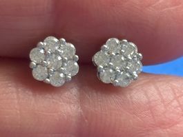 Luxus Elegante Zirkonia Ohrstecker Farbe:Silber/ Weiss