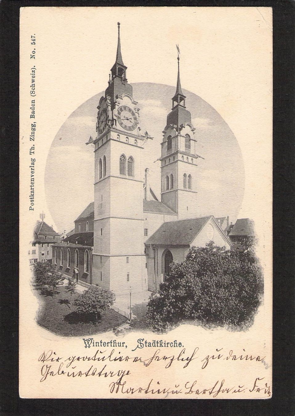 Cartoline postali: #Winterthur ZH , Stadtkirche , gel. 1901 – Usato da Reichenburg venduto da Pipo-67