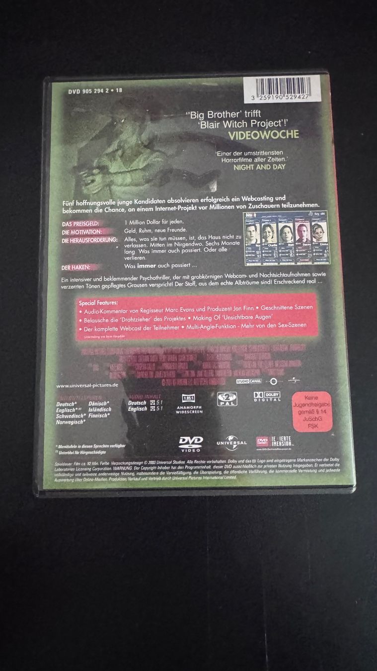 Tutti i DVDs: DVD Unsichtbare Augen – Usato da Wolfhausen venduto da ResalePoint 1