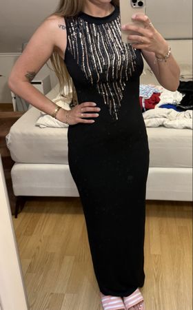 Bodycon Kleid schwarz mit pailletten - Grösse S