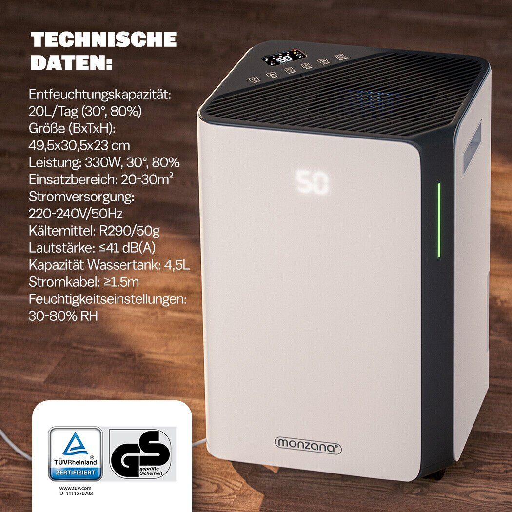 Deumidificatori: MONZANA Luftentfeuchter 20L – Nuovo e nell'imballaggio originale da Bottighofen venduto da zaap 5