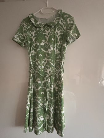 Sommerkleid Gr M  mit Kragen; grün/weiss