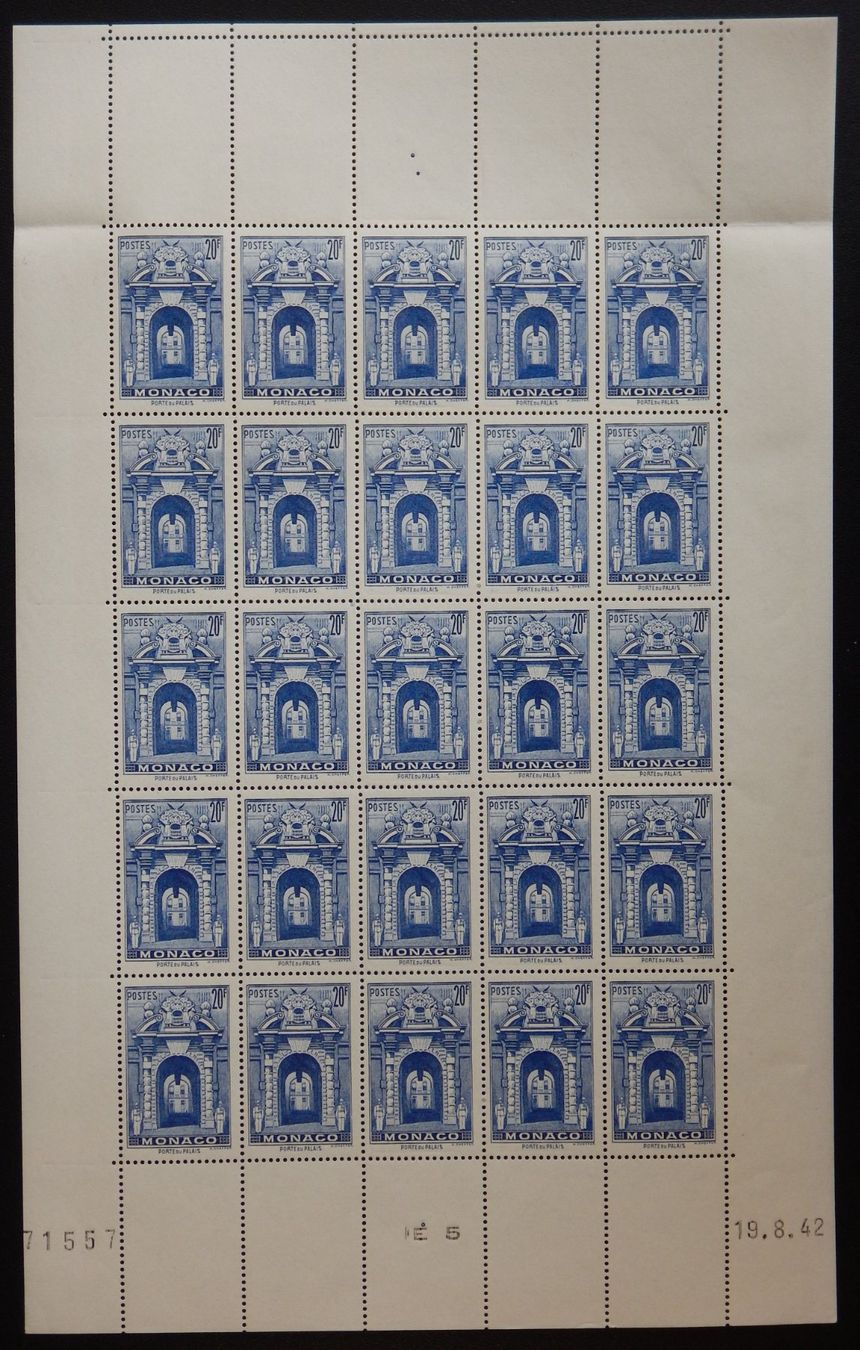 Tutti i francobolli: Monaco Kat. 186 ** 1938 25 Bogen – Usato da Zürich venduto da Muehlekauf