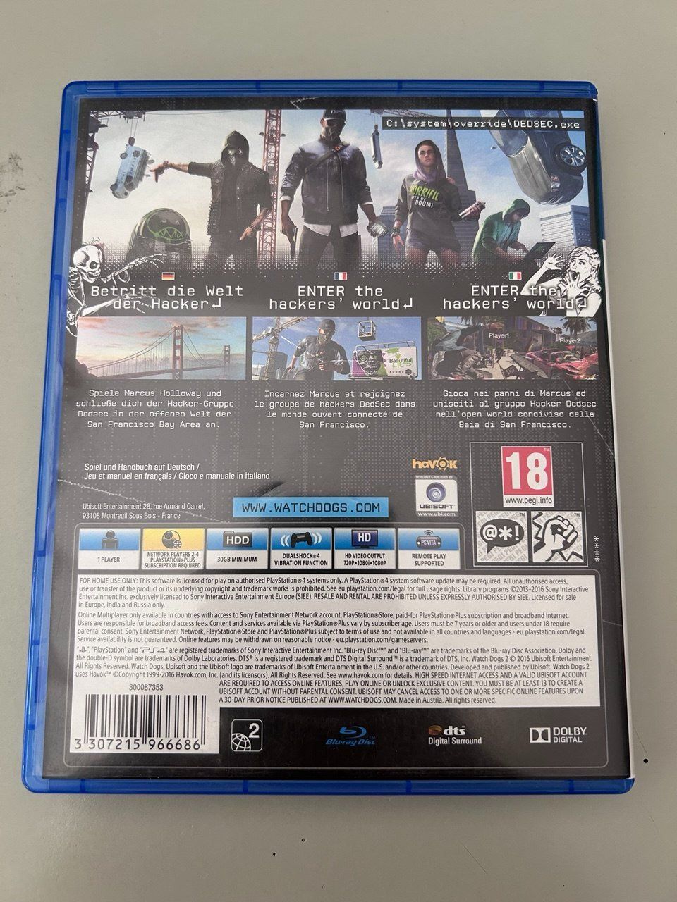 Sony Jeux: Watch Dogs 2 per PlayStation 4 – D'occasion à Giubiasco par LorisVale 1