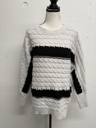 Brax Pullover gestreift Gr. 38 weiss/schwarz Wolle oversize